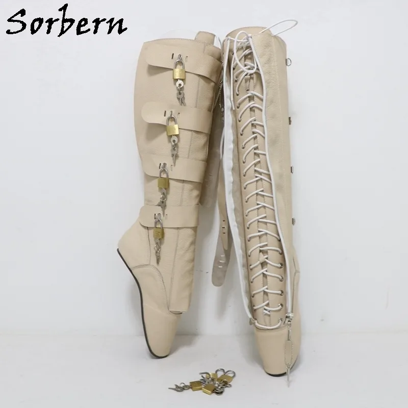 Sorbern Black Ballet Boots Unisex Red Lockable Zipper High Heel ...