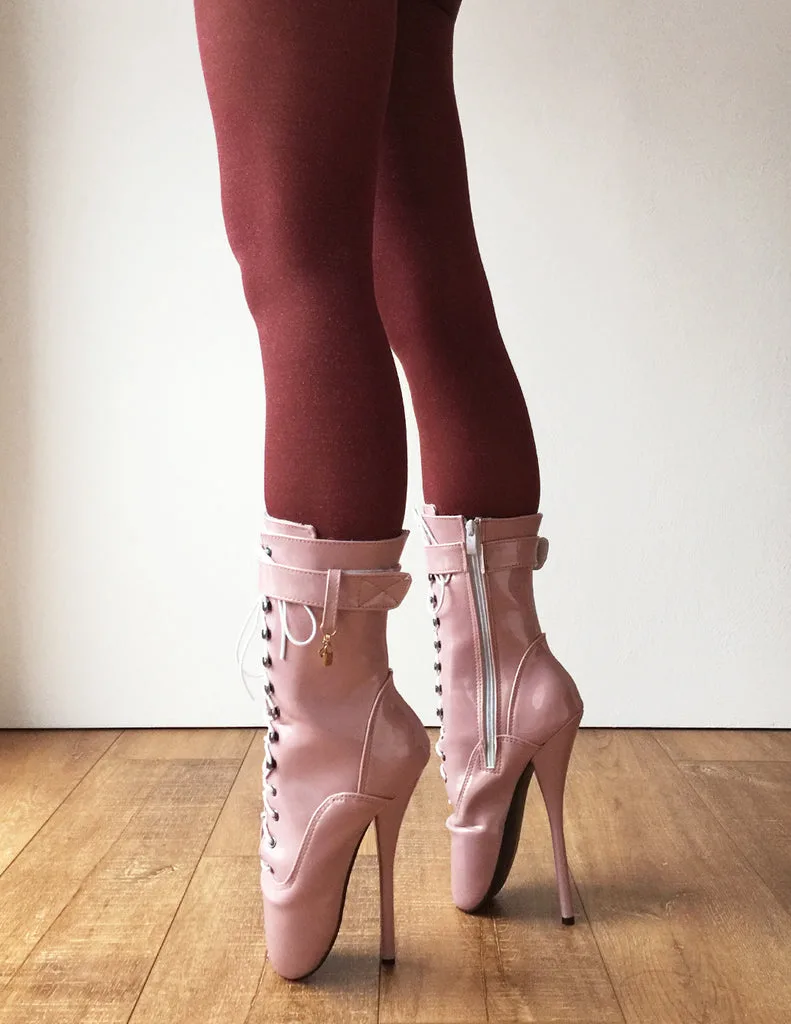 18cm Fetish Ballet Calf Hi Boot Charm Burlesque Dominatrix BDSM Gold P ...