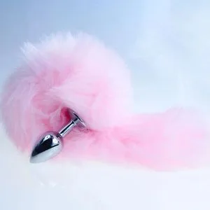 Furry pink tail anal plug: Teaser for the beginner in soft faux fur for intimate play and cosplay